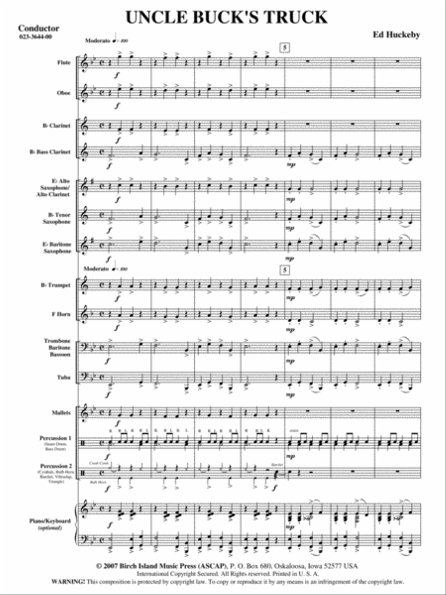 Uncle Buck's Truck Concert Band scores gallery preview page 2