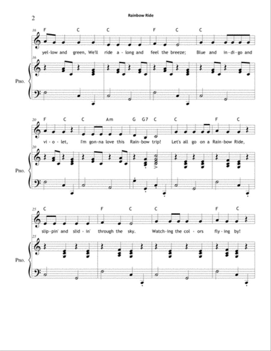 Rainbow Ride Unison Choir scores gallery preview page 2
