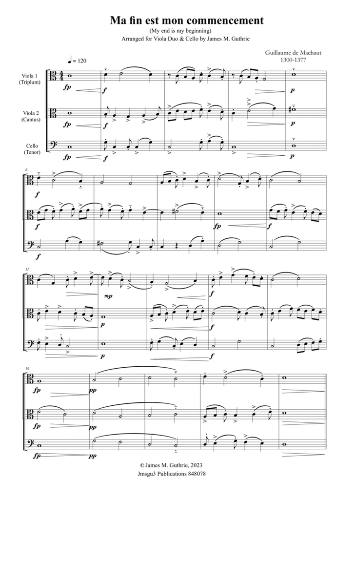 Machaut: Rondeau No. 14 "Ma fin est mon commencement" for Viola Duo & Cello image number null