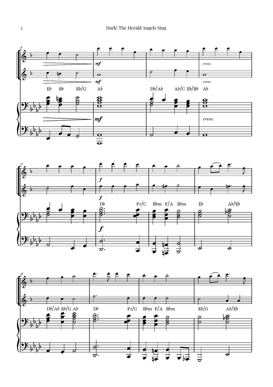Hark! The Herald Angels Sing - Christmas Carol Duet Woodwind Duet scores gallery preview page 2