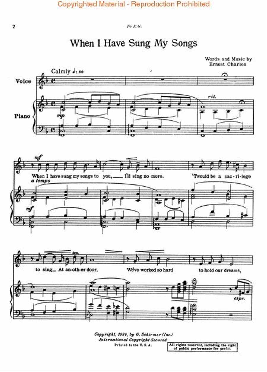 When I Have Sung My Songs Voice scores gallery preview page 2