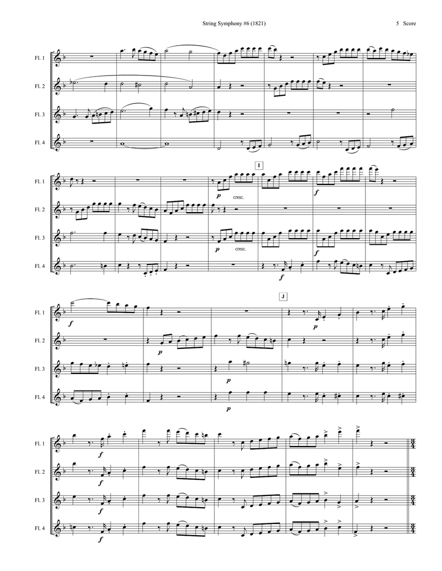 String Symphony #6 set for Flute Quartet Flute Quartet scores gallery preview page 6