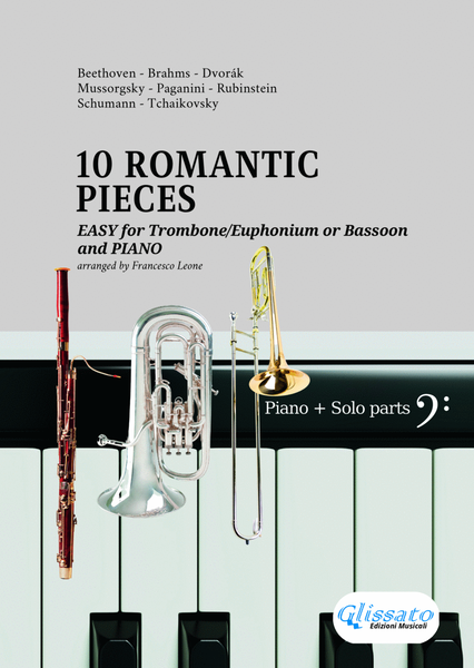 10 Easy Romantic Pieces for bass clef Trombone/Euphonium or Bassoon and Piano image number null