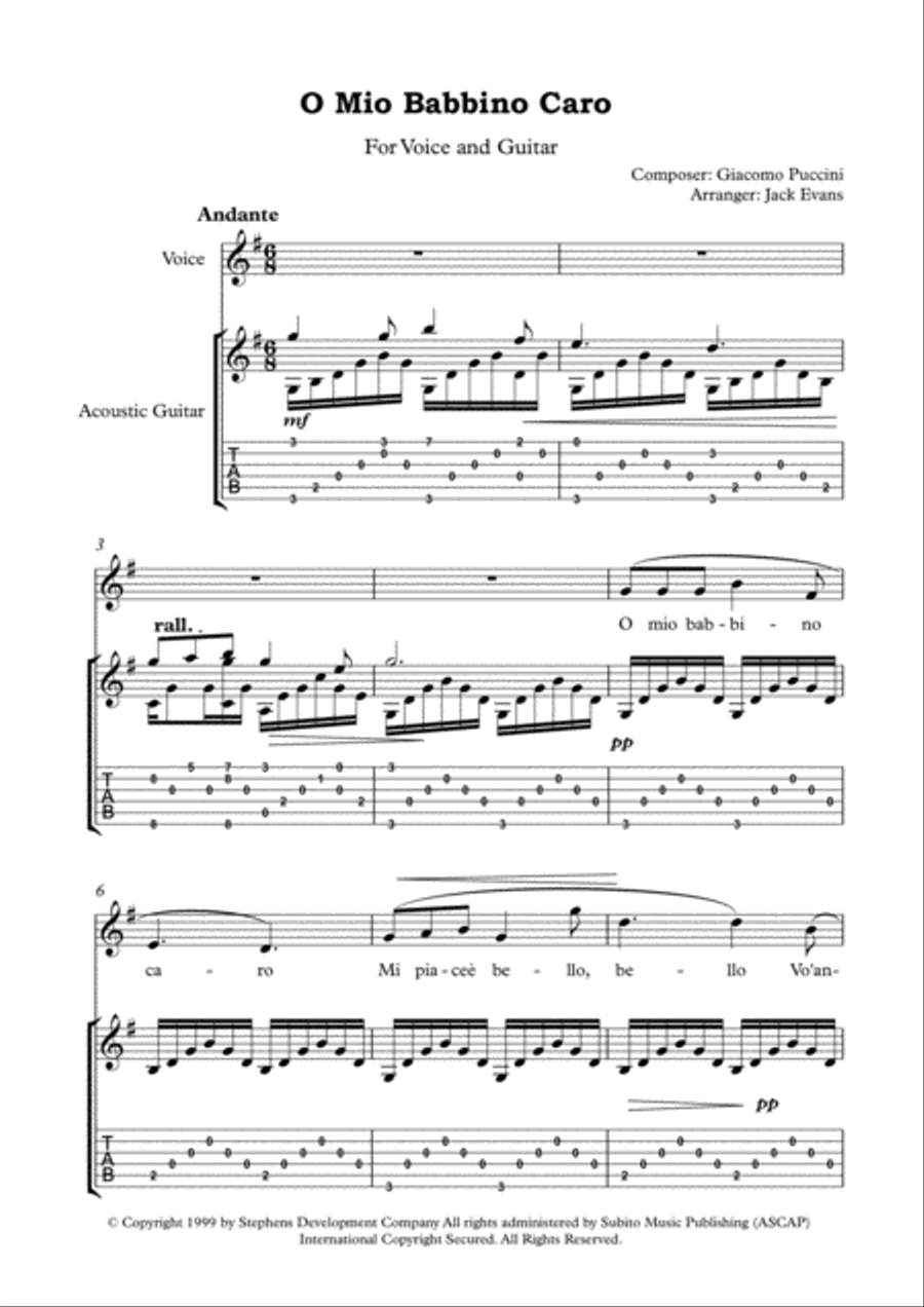O Mio Babbino Caro Guitar scores gallery preview page 1