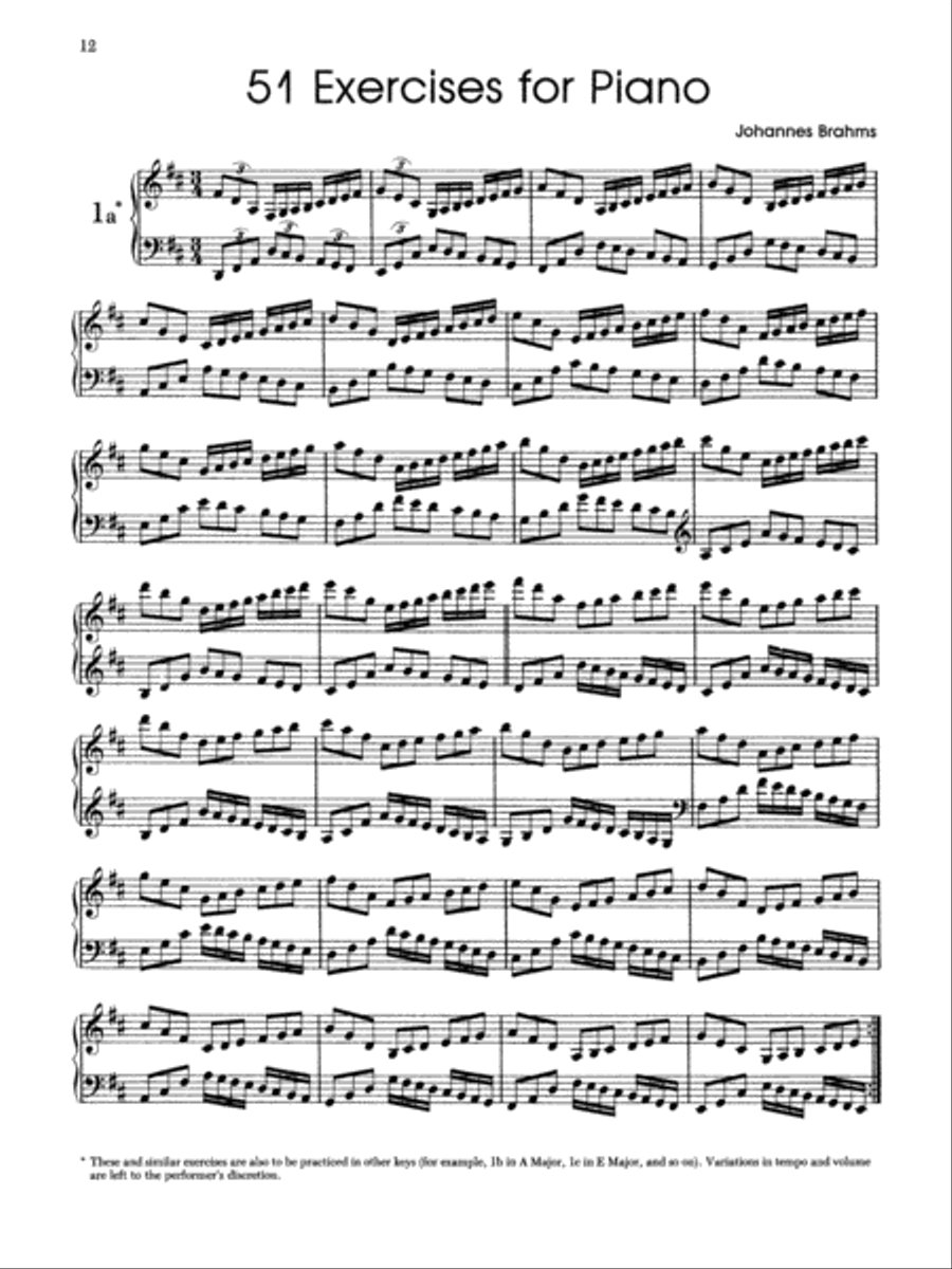 Brahms -- 51 Exercises Piano Method scores gallery preview page 3