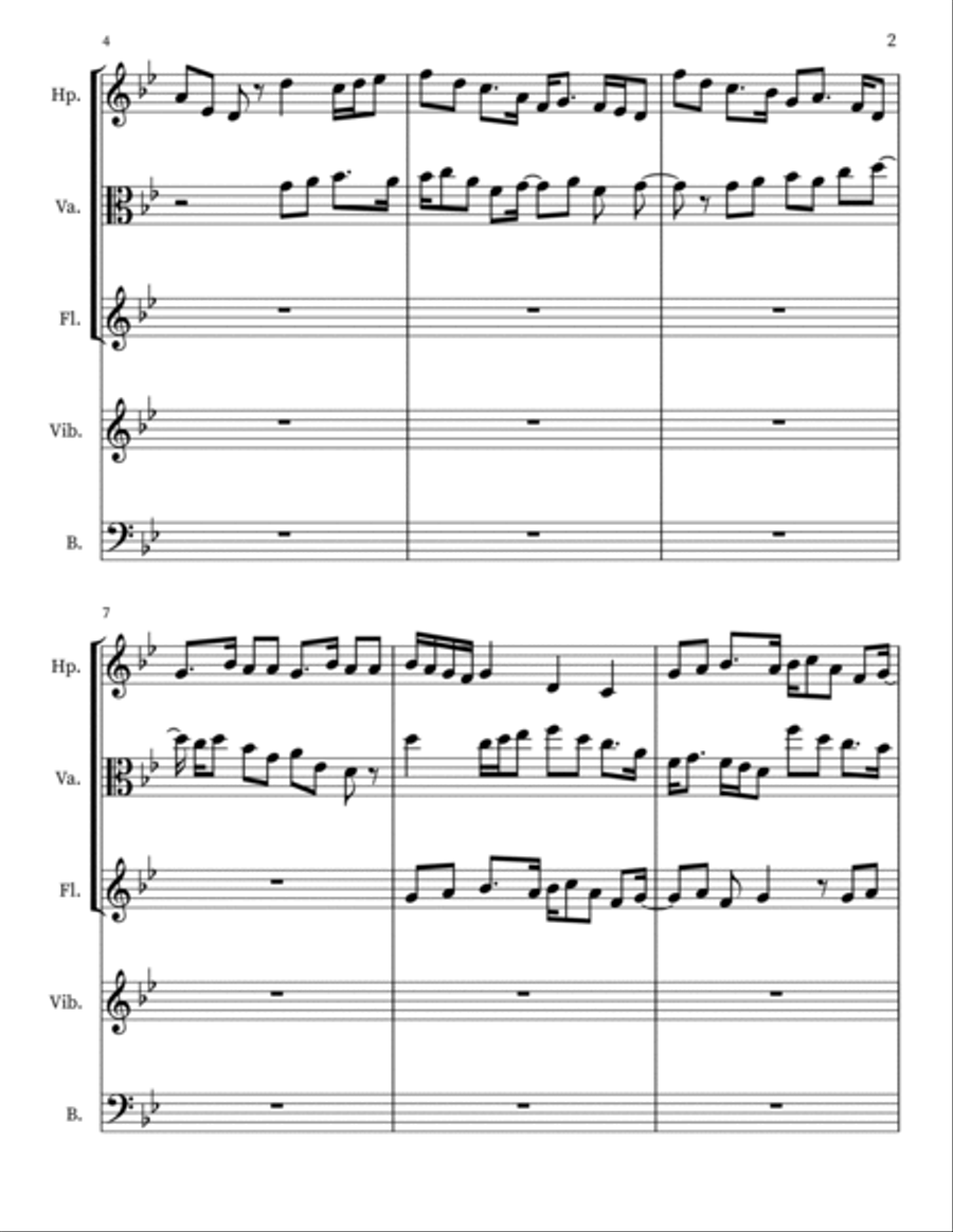Z 135 for harp, viola, flute & vibraphone Flute scores gallery preview page 2