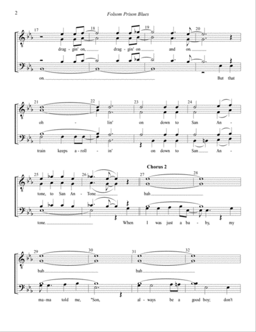 Folsom Prison Blues TTBB scores gallery preview page 2