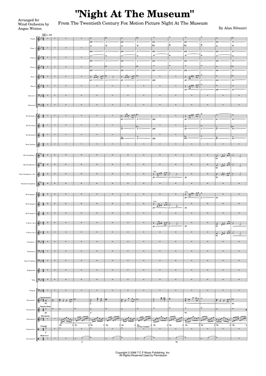 Night At The Museum - Score Only Concert Band scores gallery preview page 1