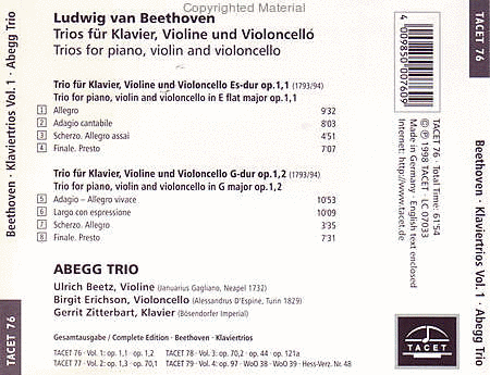 Volume 1: Beethoven Klaviertrios