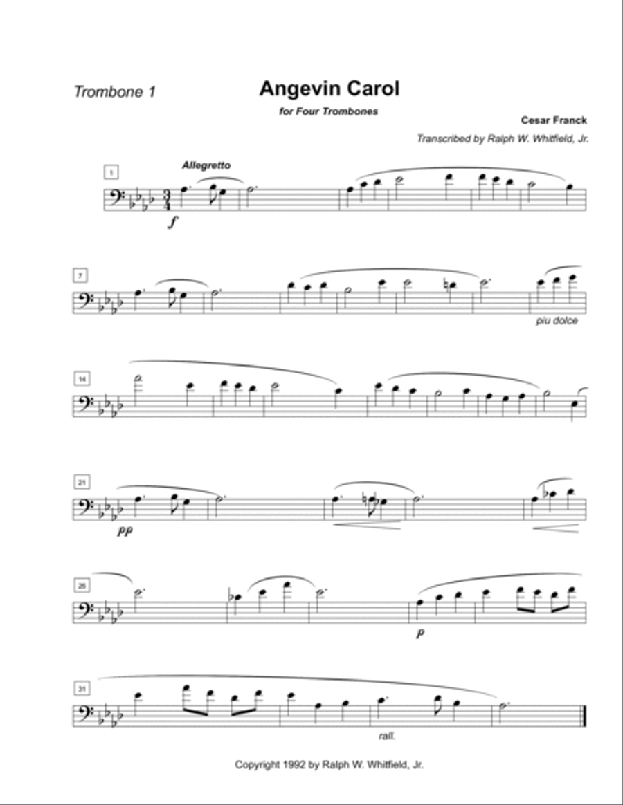 Angevin Carol - Trombone Quartet Trombone Quartet scores gallery preview page 3