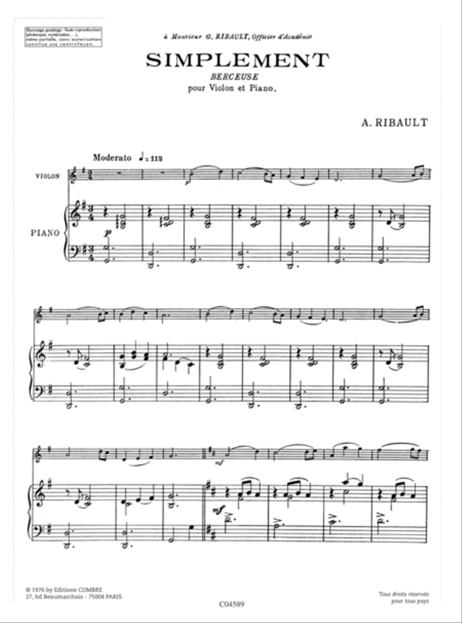 Simplement (berceuse) Simplement (berceuse) Violin Solo scores gallery preview page 2