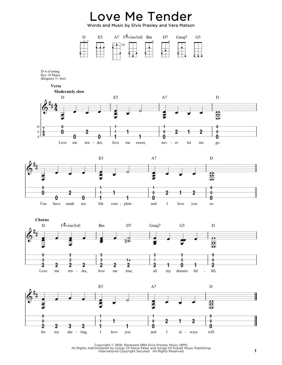 Love Me Tender (arr. Steven B. Eulberg) Dulcimer scores gallery preview page 1