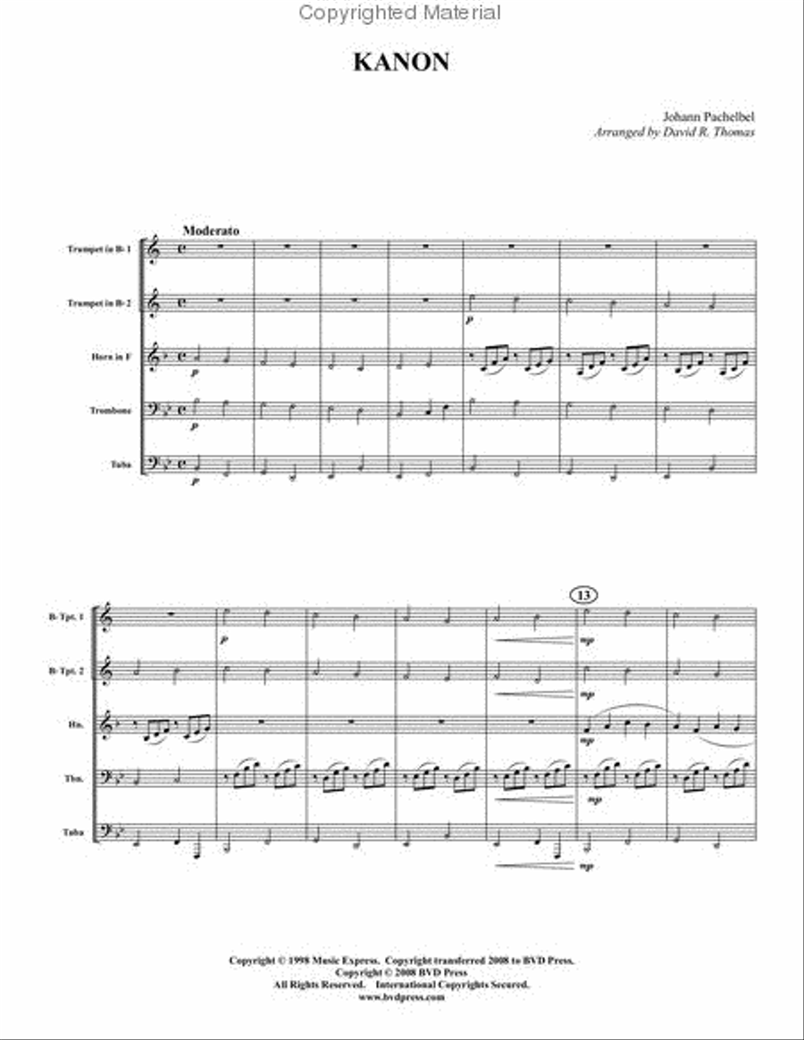 Kanon Brass Quintet scores gallery preview page 2