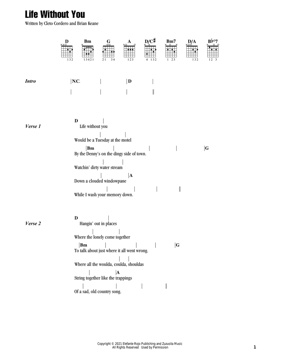 Life Without You Electric Guitar scores gallery preview page 1
