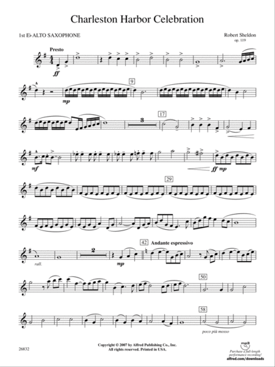 Charleston Harbor Celebration: E-flat Alto Saxophone Concert Band scores gallery preview page 1