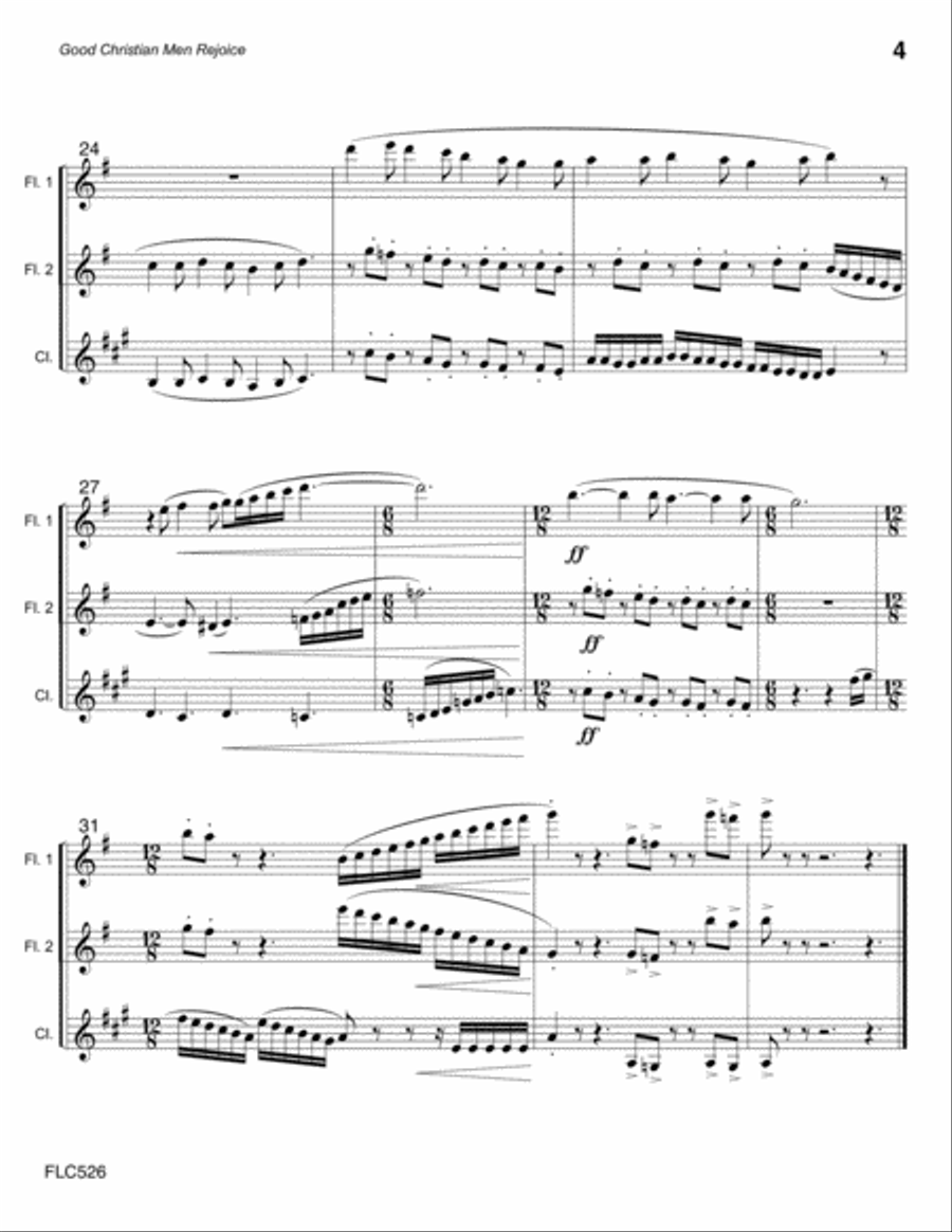 GOOD CHRISTIAN MEN REJOICE - WOODWIND TRIO (2 Flutes & Clarinet - unaccompanied) Woodwind Trio scores gallery preview page 4