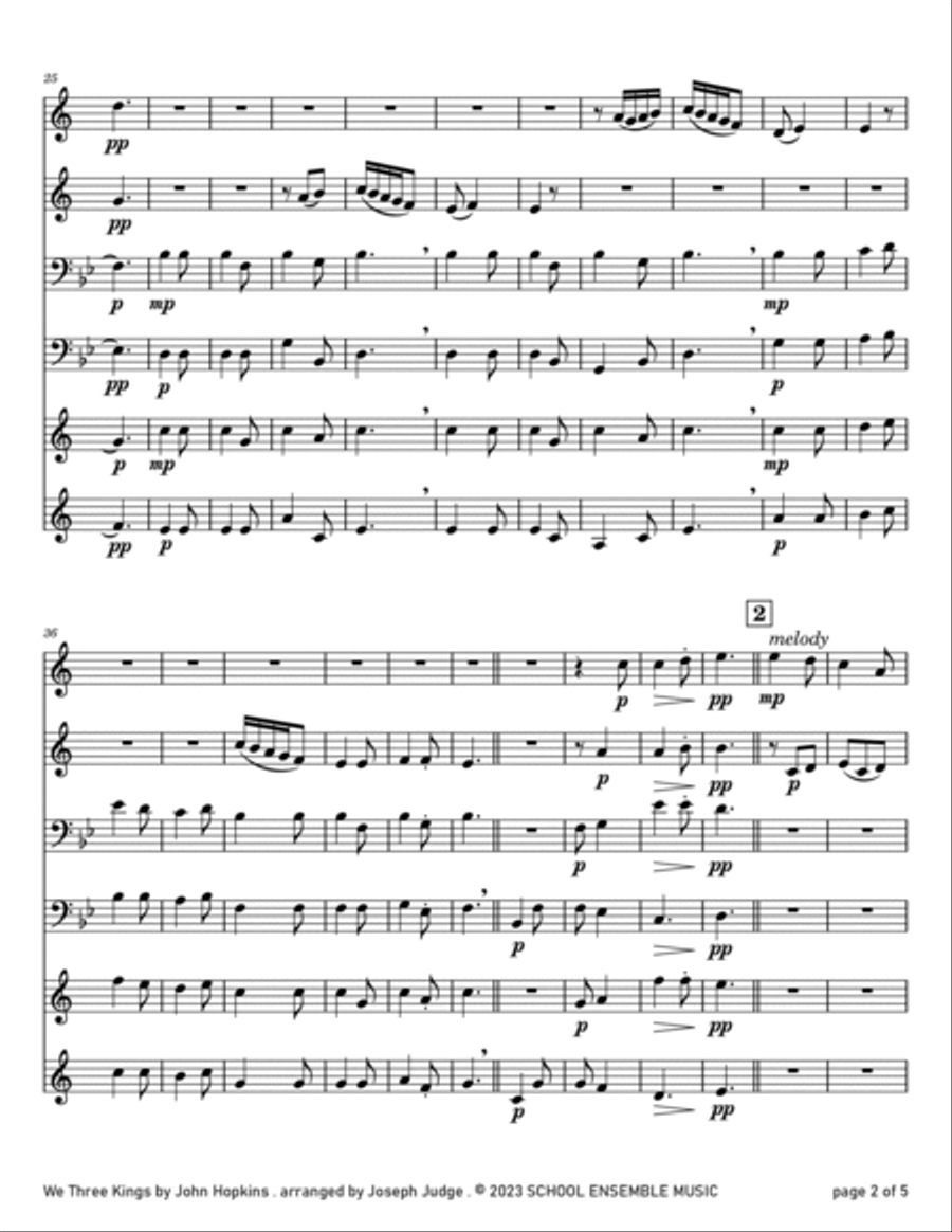 We Three Kings for Brass Quartet in Schools Brass Quartet scores gallery preview page 2