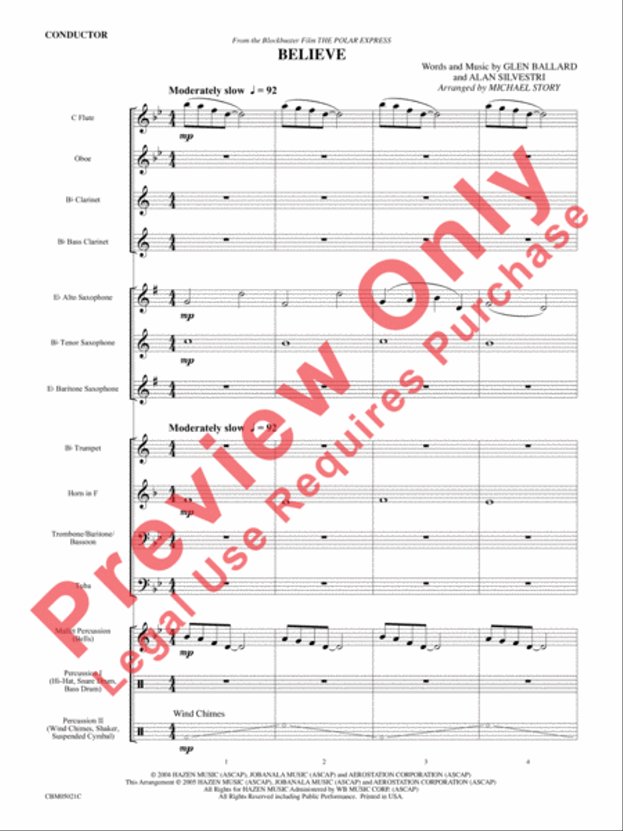 Believe (from The Polar Express) Concert Band scores gallery preview page 3