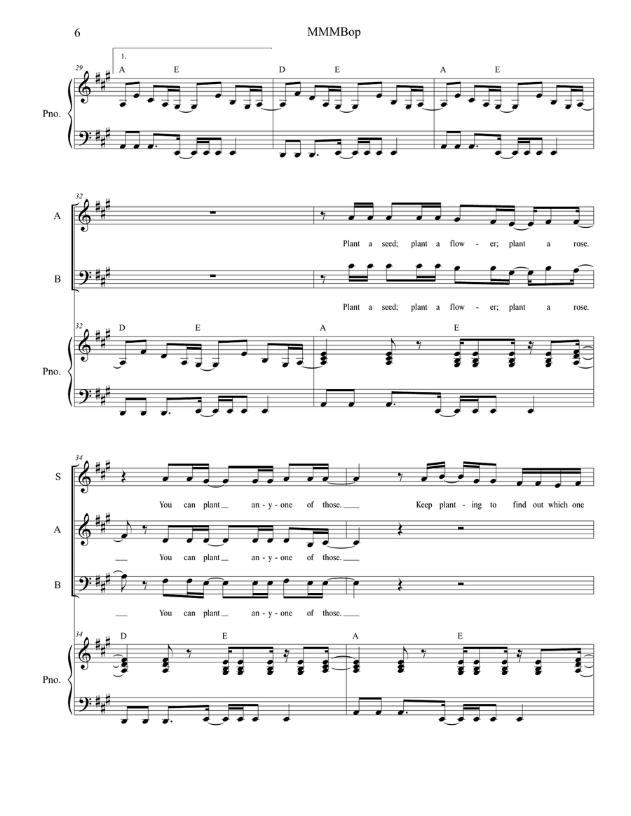 Mmm Bop 3-Part scores gallery preview page 6