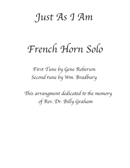 Just As I Am French Horn in F Solo