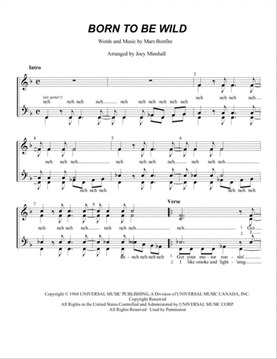 Born To Be Wild Born To Be Wild SSAA scores gallery preview page 1
