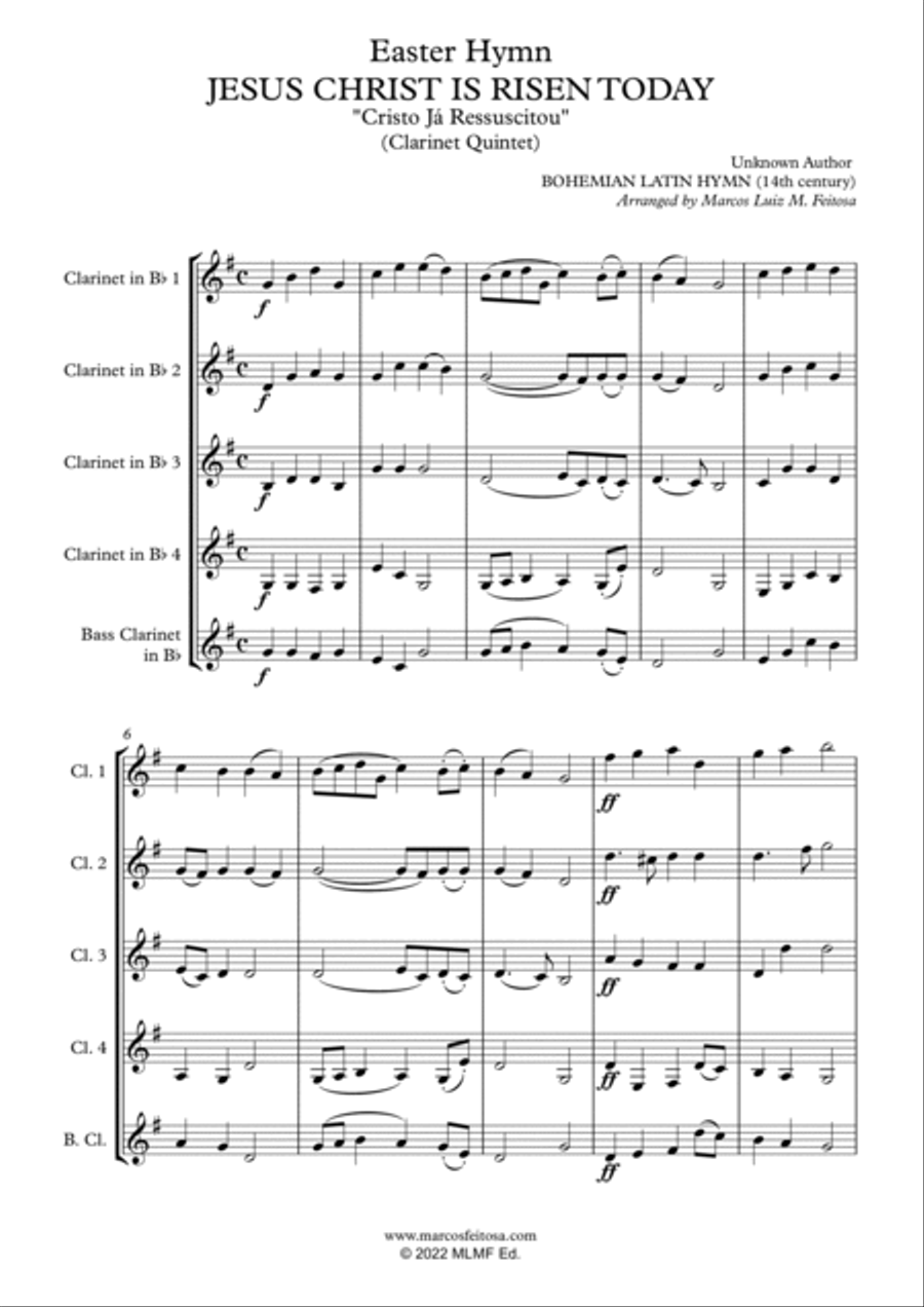 Easter Hymn (Jesus Christ is Risen Today) - Clarinet Quintet Clarinet Quintet scores gallery preview page 3