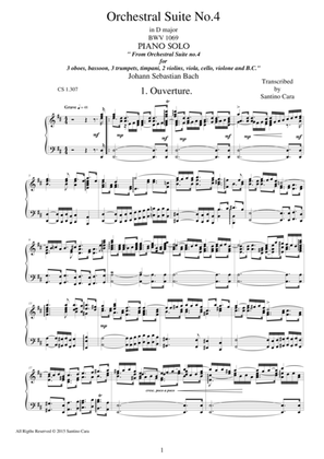 Book cover for Orchestral Suite No.4 in D major - 1. Ouverture - Piano version