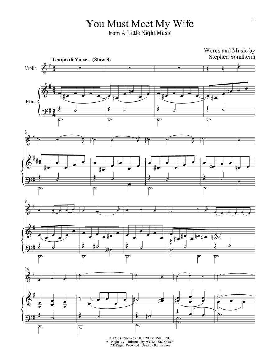 You Must Meet My Wife (from A Little Night Music) Violin Solo scores gallery preview page 1
