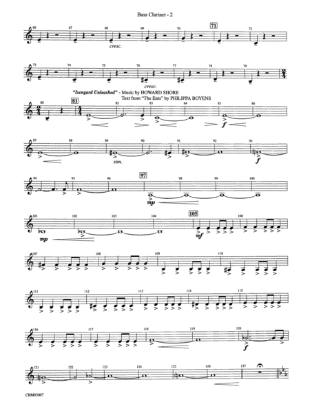 The Lord of the Rings: The Two Towers, Symphonic Suite from: B-flat Bass Clarinet