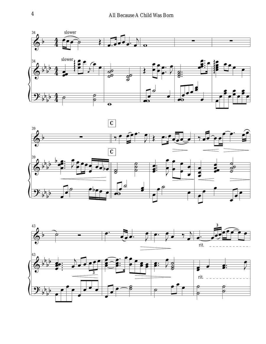 All Because A Child Was Born Alto Saxophone scores gallery preview page 5