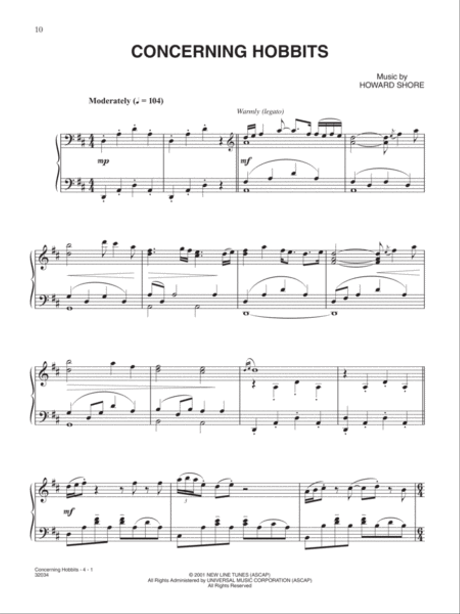 Concerning Hobbits Piano Solo scores gallery preview page 1