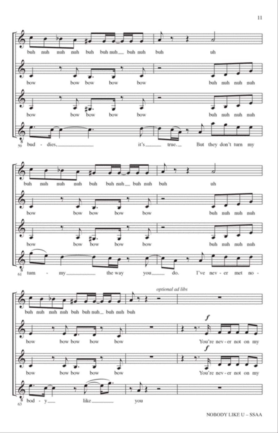 Nobody Like U (from Turning Red) (arr. Deke Sharon) SSAA scores gallery preview page 10