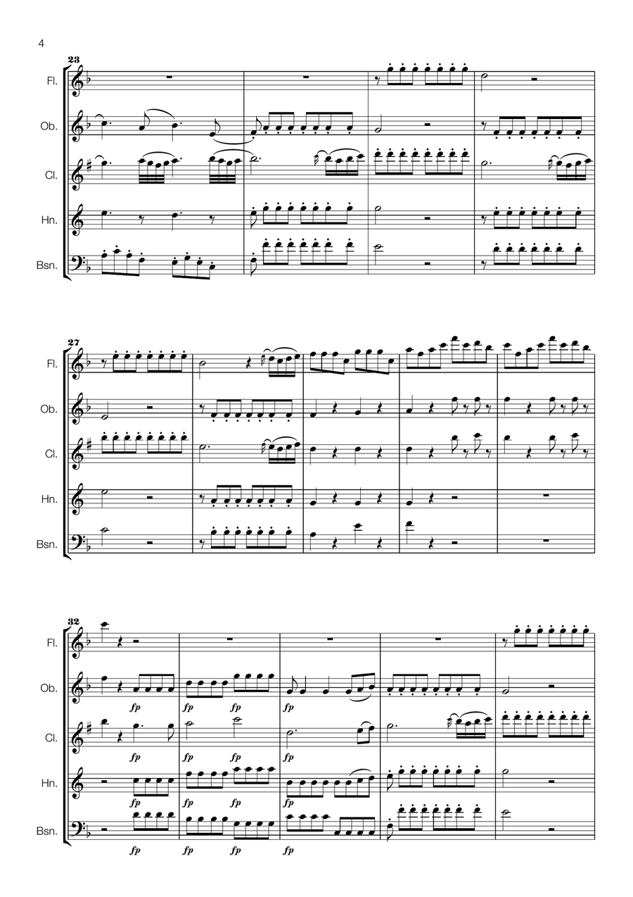 The Queen of the Night Aria (Mozart) for Wind Quintet Woodwind Quintet scores gallery preview page 4