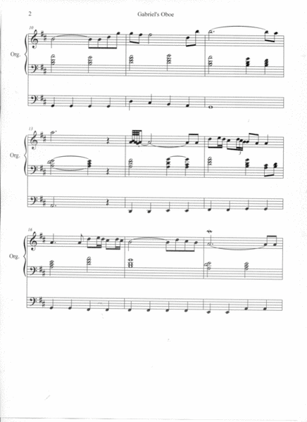 Gabriel's Oboe arranged for organ