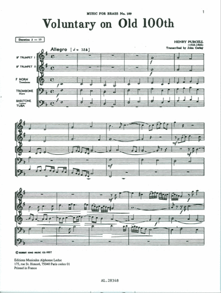 Voluntary On 'old 100th' (quintet-brass) School and Community scores gallery preview page 2