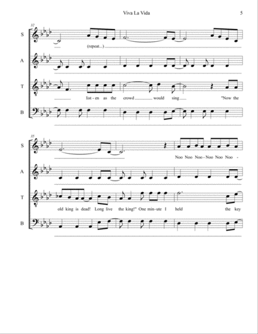 Viva La Vida 4-Part scores gallery preview page 5