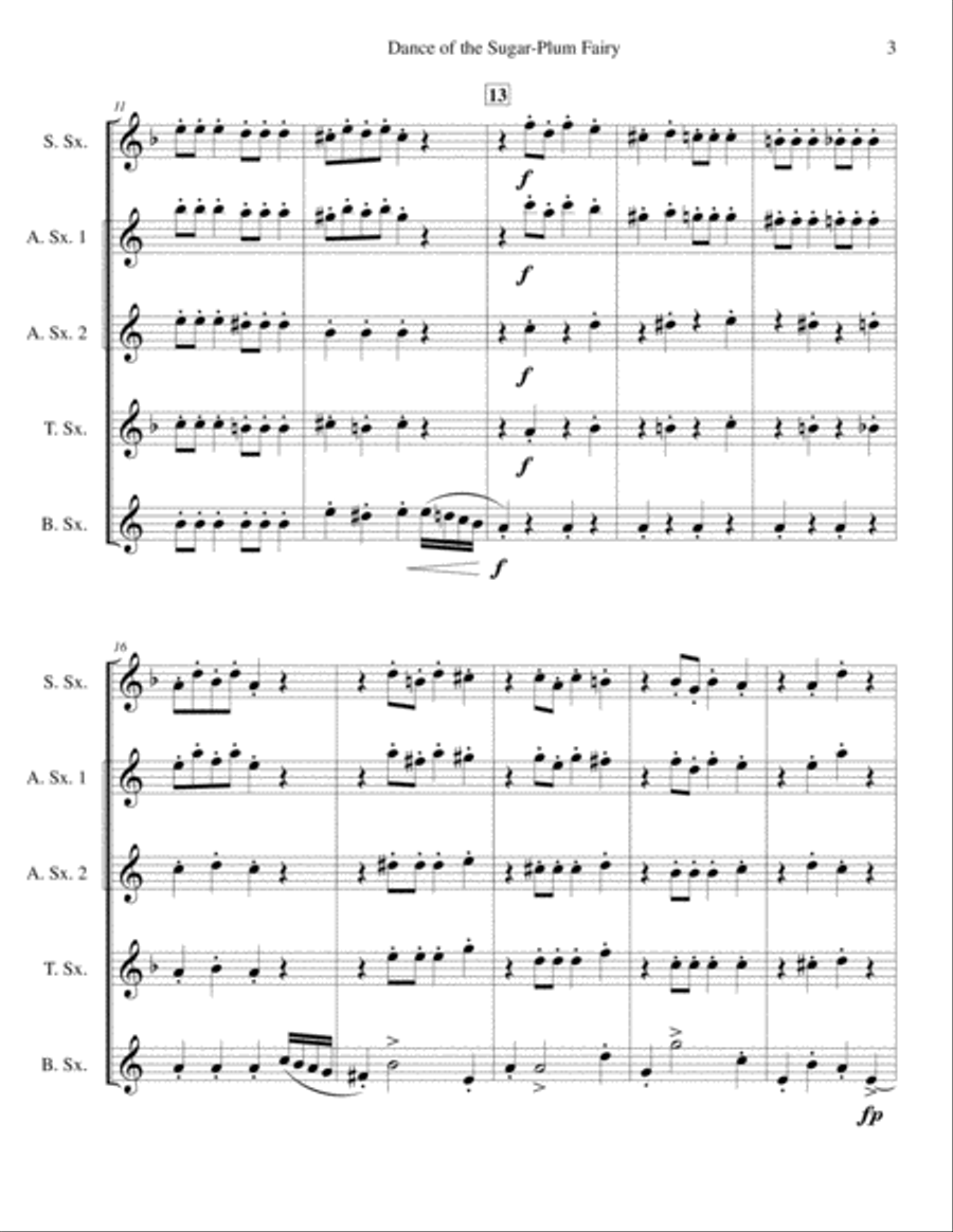 Dance of the Sugar-Plum Fairy for Saxophone Quartet (SATB or AATB) Saxophone Quartet scores gallery preview page 3