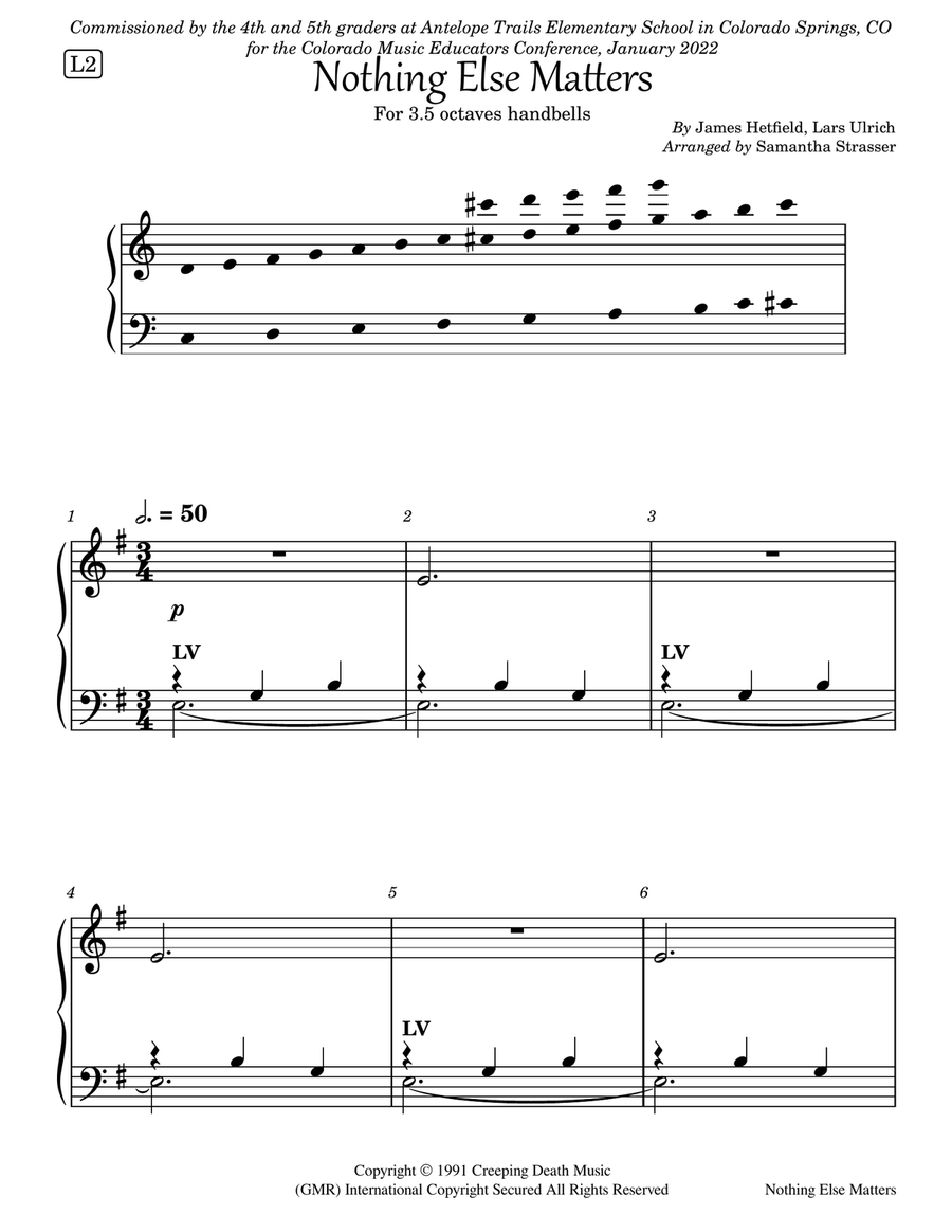 Nothing Else Matters - Score Only Handbell Choir scores gallery preview page 1