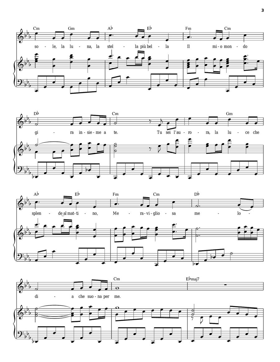 Amare Di Nuovo Piano, Vocal, Guitar scores gallery preview page 3