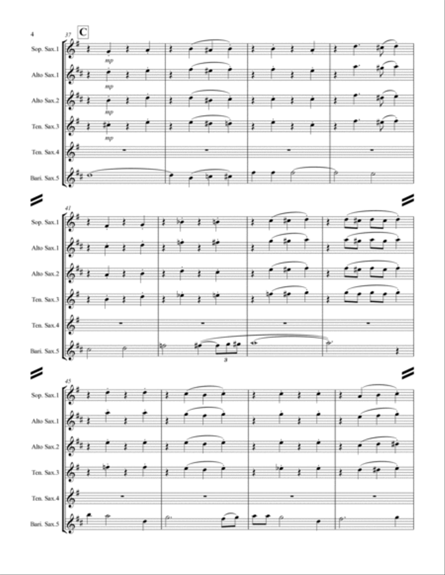 A Pretty Girl is Like a Melody (for Saxophone Quintet) Saxophone Quintet scores gallery preview page 5