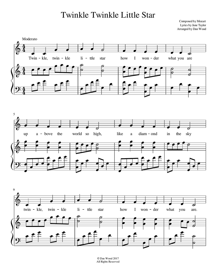 Twinkle twinkle little star new arrivals mozart piano sheet