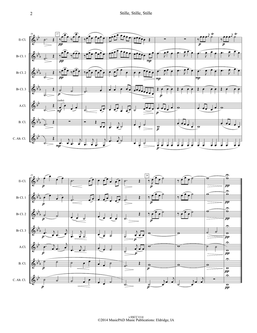Stille, Stille, Stille (Still, Still, Still) -Traditional German Christmas Carol (set for clarinet c Woodwind Ensemble scores gallery preview page 2