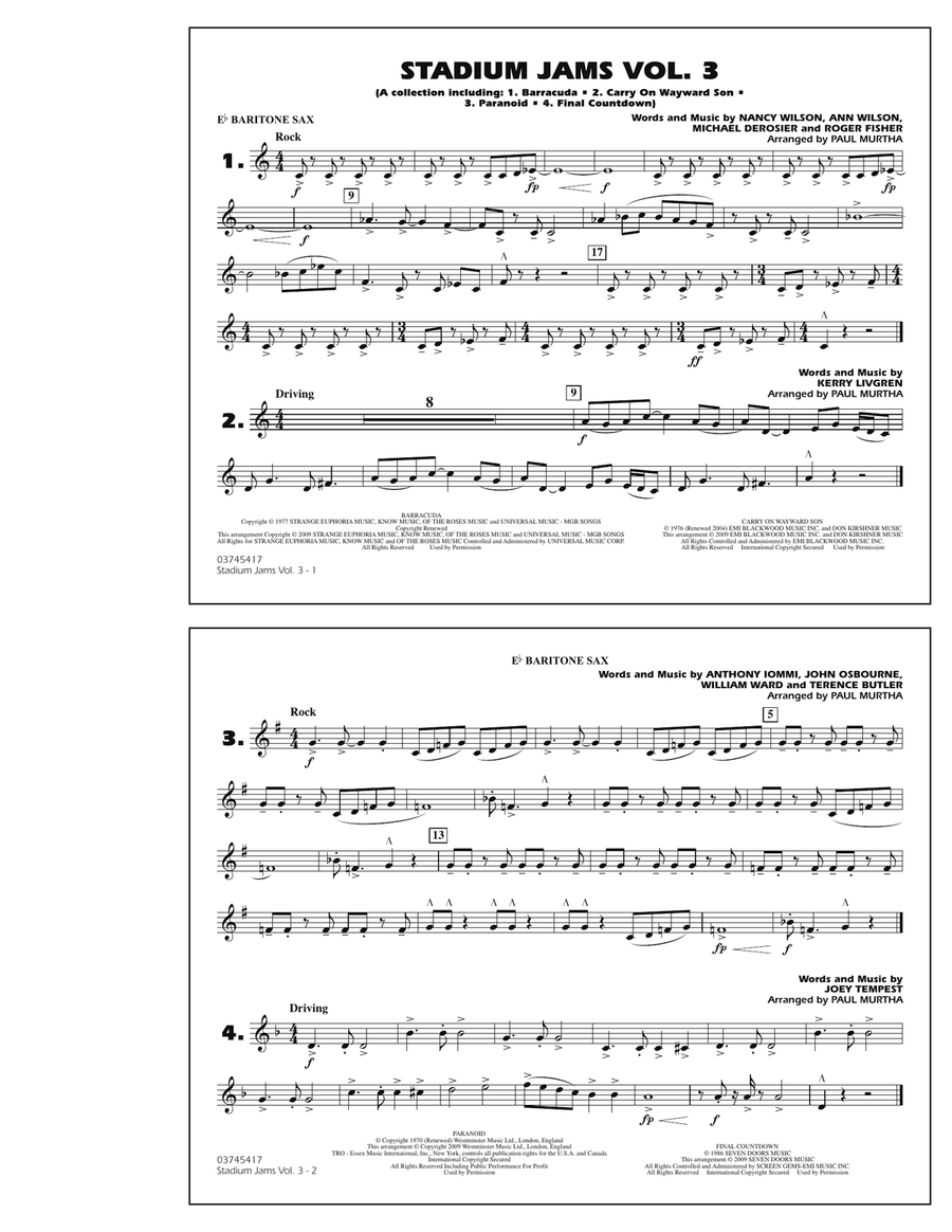 Stadium Jams - Volume 3 - Eb Baritone Sax