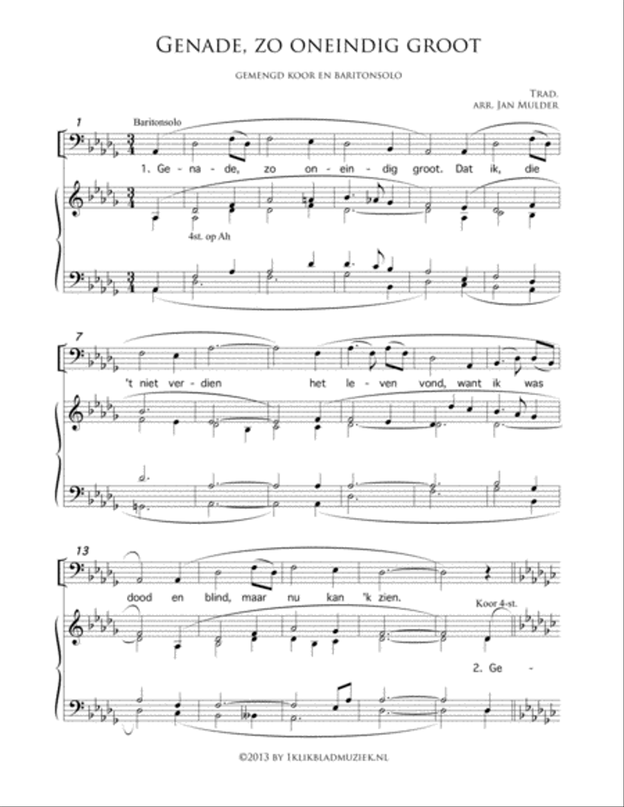 Genade, Zo Oneindig Groot 4-Part scores gallery preview page 1