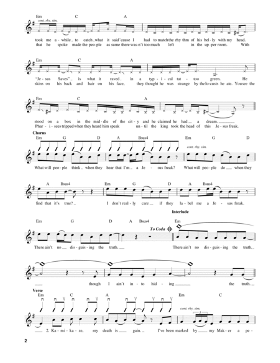 Jesus Freak Easy Guitar scores gallery preview page 2