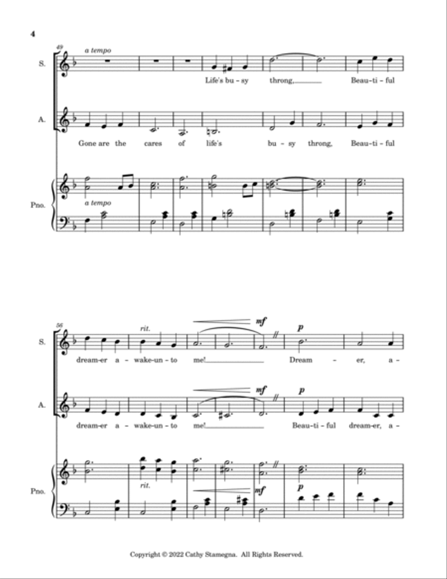 Beautiful Dreamer (SA Duet, Piano Accompaniment) SA scores gallery preview page 5