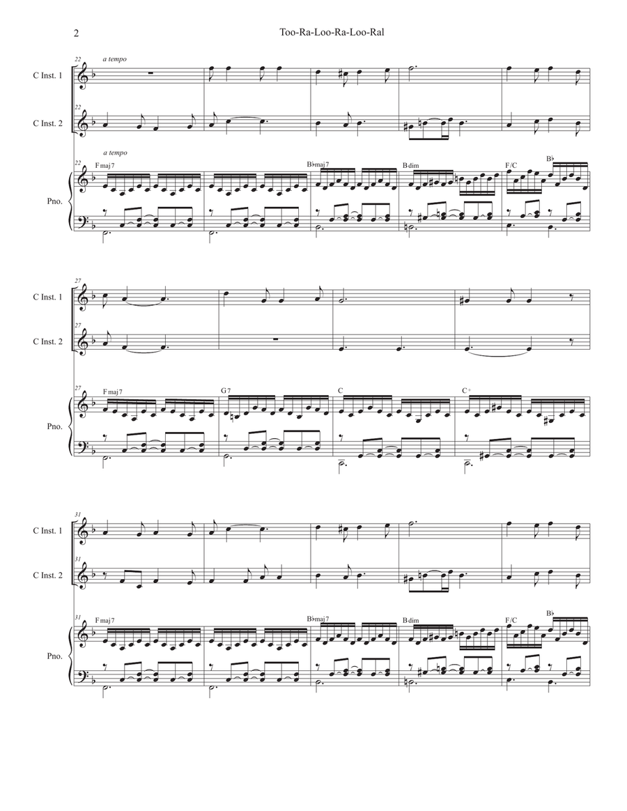 Too-Ra-Loo-Ra-Loo-Ral (That's an Irish Lullaby) (Duet for C-Instruments) Piano scores gallery preview page 2