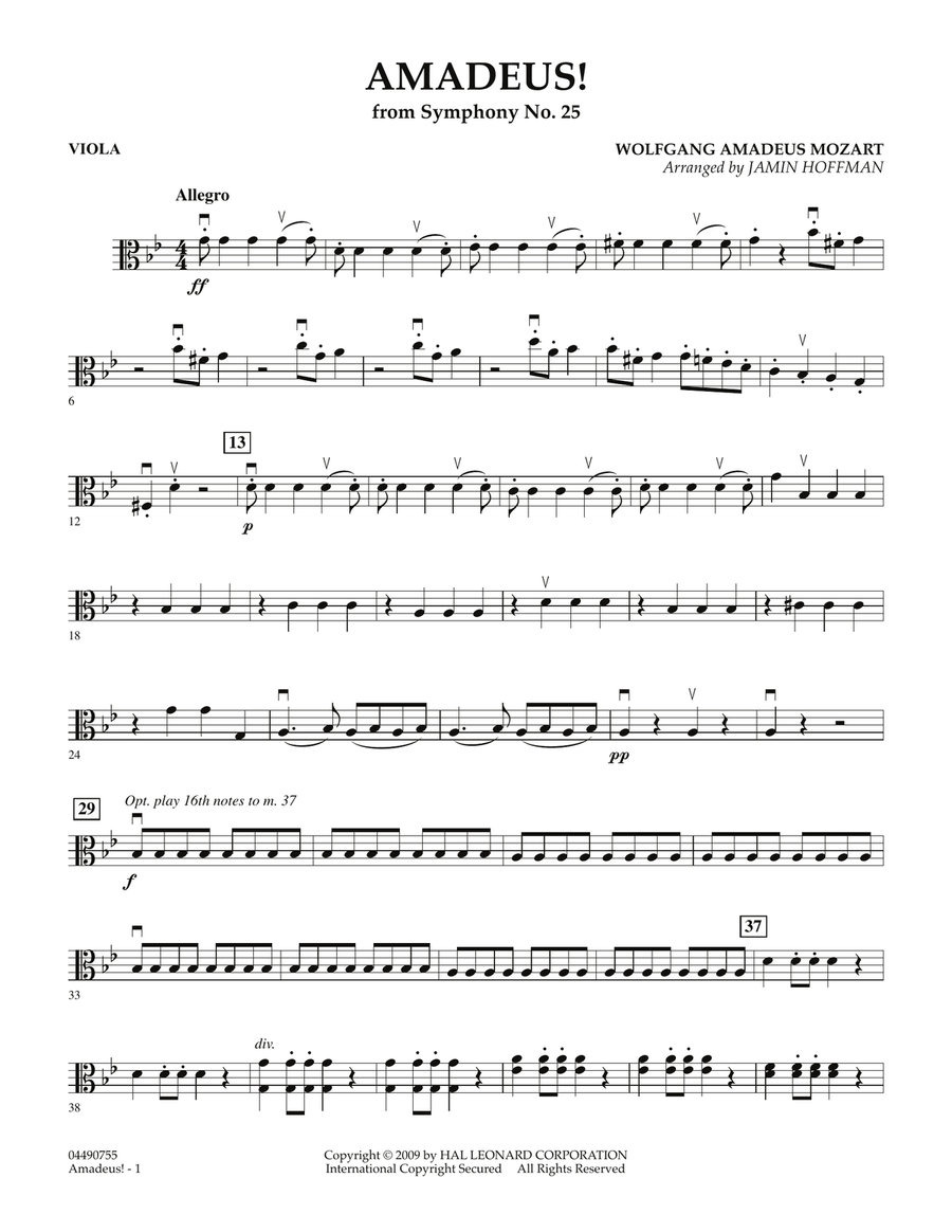 Amadeus! - Viola Amadeus! - Viola Full Orchestra scores gallery preview page 1