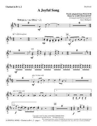 A Joyful Song - Bb Clarinet 1 & 2