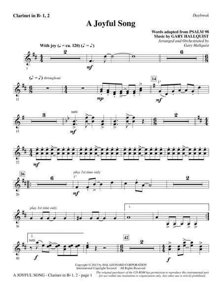 A Joyful Song - Bb Clarinet 1 & 2